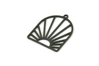 Siyah Güneş Tılsımı, 1 Halkalı 8 Oksitlenmiş Siyah Pirinç Güneş Şekilli Tılsım, Tılsım Kolye Uçları, Bulgular (26x22x0,60 mm) A5227 H0303