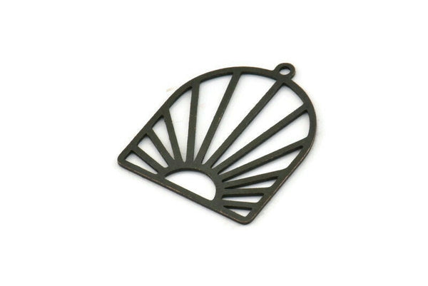 Siyah Güneş Tılsımı, 1 Halkalı 8 Oksitlenmiş Siyah Pirinç Güneş Şekilli Tılsım, Tılsım Kolye Uçları, Bulgular (26x22x0,60 mm) A5227 H0303