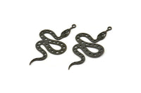 Siyah Yılan Tılsımı, 1 Halkalı 6 Oksitlenmiş Siyah Pirinç Yılan Kolye Ucu, Tılsımlar, Bulgular (39x22x0,60 mm) A3231