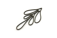 Siyah Yaprak Tılsımı, 6 Oksitlenmiş Siyah Pirinç Dal Tılsımı, Tılsım Kolye Uçları (47,5x27x0,80 mm) A6223 H0485