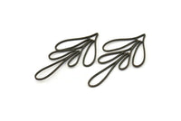 Siyah Yaprak Tılsımı, 6 Oksitlenmiş Siyah Pirinç Dal Tılsımı, Tılsım Kolye Uçları (47,5x27x0,80 mm) A6223 H0485