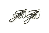 Siyah Yaprak Tılsımı, 6 Oksitlenmiş Siyah Pirinç Dal Tılsımı, Tılsım Kolye Uçları (47,5x27x0,80 mm) A6223 H0485