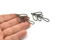 Siyah Yaprak Tılsımı, 6 Oksitlenmiş Siyah Pirinç Dal Tılsımı, Tılsım Kolye Uçları (47,5x27x0,80 mm) A6223 H0485