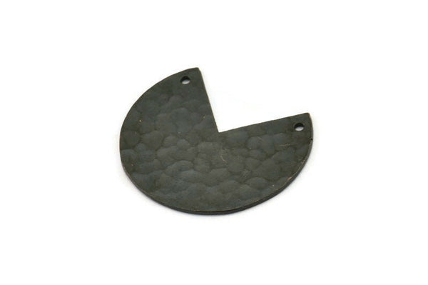 Siyah Geometrik Charm, 2 Delikli 2 Çekiçlenmiş Oksitlenmiş Siyah Pirinç Damgalı Boş Charm, Kolye Uçları (30x26x1mm) N0928