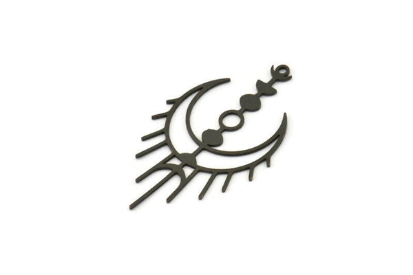 Siyah Ay Tılsımı, 1 Döngülü 8 Oksitlenmiş Siyah Pirinç Hilal Tılsımı, Bulgular (41x24x0,60 mm) SMP0273 A6894 Q0477