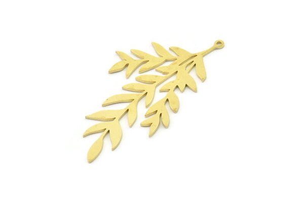 Brass Leaf Charm, Raw Brass Leaf Charms With 1 Loop, Leaf Earrings (55x32x0.80mm) SMP1547