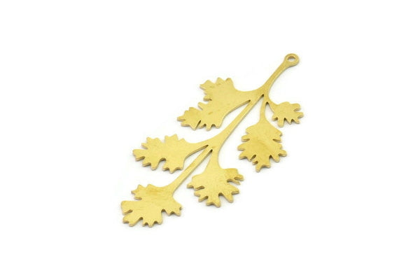 Brass Leaf Charm, Raw Brass Leaf Charms With 1 Loop, Leaf Earrings (50x24x0.60mm) SMP1548