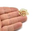 Brass Leaf Charm, Raw Brass Leaf Charms With 1 Loop, Leaf Earrings (30x24x0.60mm) SMP1575