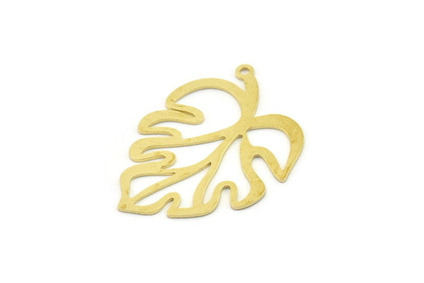 Brass Leaf Charm, Raw Brass Leaf Charms With 1 Loop, Leaf Earrings (30x25x0.60mm) SMP1572