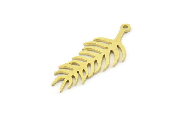 Brass Leaf Charm, Raw Brass Leaf Charms With 1 Loop, Leaf Earrings (30x13x0.80mm) SMP1544