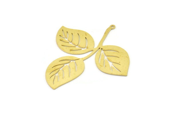 Brass Leaf Charm, Raw Brass Leaf Charms With 1 Hole, Leaf Earrings (50x47x0.60mm) SMP1604