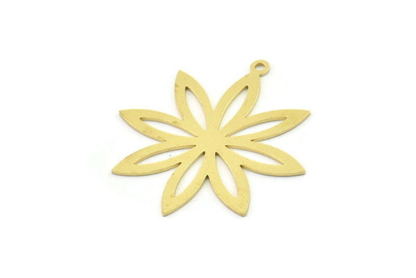 Brass Flower Charm, Raw Brass Flower Charms With 1 Loop (32x30x0.60mm) SMP1569