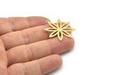 Brass Flower Charm, Raw Brass Flower Charms With 1 Loop (32x30x0.60mm) SMP1569
