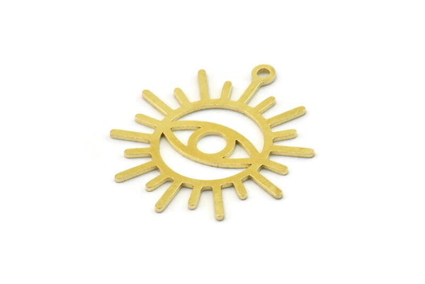 Brass Eye Charm, Raw Brass Eye Charms With 1 Loop, Findings (25x23x0.60mm) SMP1543