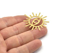 Brass Eye Charm, Raw Brass Eye Charms With 1 Loop, Findings (39x38x0.60mm) SMP1606
