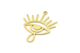 Brass Eye Charm, Raw Brass Eye Charms With 1 Loop, Findings (30x24x0.60mm) SMP1561