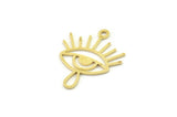 Brass Eye Charm, Raw Brass Eye Charms With 1 Loop, Findings (20x16x0.60mm) SMP1560
