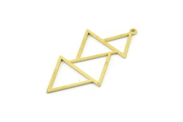 Brass Geometric Charm, Raw Brass Triangle Charms With 1 Loop, Findings (44x21x0.80mm) SMP1579