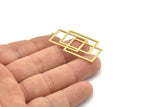 Pirinç Geometrik Charm, 1 Döngülü Ham Pirinç Dikdörtgen Charmlar, Bulgular (42x23,5x0,80 mm) SMP1608