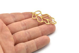 Brass Leaf Charm, Raw Brass Leaf Charms With 1 Loop, Leaf Earrings (42x22x0.80mm) SMP1649