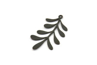 Black Leaf Charm, 6 Oxidized Black Brass Branch Charms With 1 Loop, Charm Pendants (34x19.5x0.60mm) A4541 Q0602
