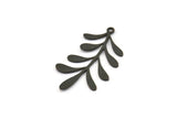 Black Leaf Charm, 6 Oxidized Black Brass Branch Charms With 1 Loop, Charm Pendants (34x19.5x0.60mm) A4541 Q0602