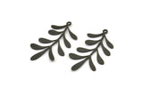 Black Leaf Charm, 6 Oxidized Black Brass Branch Charms With 1 Loop, Charm Pendants (34x19.5x0.60mm) A4541 Q0602