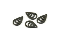 Siyah Damla Charm, 1 Delikli 24 Oksitlenmiş Siyah Pirinç Damla Charm, Küpeler, Bulgular (14x9x0,80 mm) A4225