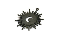 Siyah Ay Tılsımı, 1 Döngülü Oksitlenmiş Siyah Pirinç Hilal Ay Tılsımı (36x32x1mm) N1479