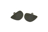 Semi Circle Charm, 8 Oxidized Black Brass Irregular Shaped Semi Circle Charms With 1 Loop, Pendant Charms (14x16x0.60mm) A3154