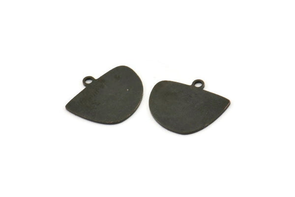 Semi Circle Charm, 8 Oxidized Black Brass Irregular Shaped Semi Circle Charms With 1 Loop, Pendant Charms (14x16x0.60mm) A3154