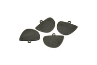 Semi Circle Charm, 8 Oxidized Black Brass Irregular Shaped Semi Circle Charms With 1 Loop, Pendant Charms (14x16x0.60mm) A3154