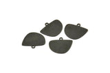 Semi Circle Charm, 8 Oxidized Black Brass Irregular Shaped Semi Circle Charms With 1 Loop, Pendant Charms (14x16x0.60mm) A3154