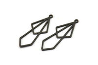 Black Diamond Charm, 12 Oxidized Black Brass Diamond Shaped Charms With 1 Loop, Pendant Findings (33x13x0.80mm) A5703
