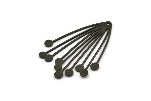 Siyah Saçaklı Charm, 1 Delikli 4 Oksitlenmiş Siyah Pirinç Saçaklı Şekilli Charm (44x33x0,80 mm) A4277 H1220