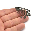 Siyah Saçaklı Charm, 1 Delikli 4 Oksitlenmiş Siyah Pirinç Saçaklı Şekilli Charm (44x33x0,80 mm) A4277 H1220