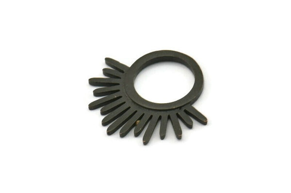 Siyah Tılsım, 2 Oksitlenmiş Siyah Pirinç - Güneş Tılsımı - Siyah Güneş Tılsımı - Buluntular (25x23x1,5 mm) N1314