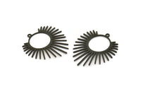 Black Sun Charm, 6 Oxidized Black Brass Sun Charms With 1 Loop, Pendants, Findings (33x29x0.60mm) A6333 S1045