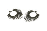 Black Sun Charm, 6 Oxidized Black Brass Sun Charms With 1 Loop, Pendants, Findings (33x29x0.60mm) A6333 S1045