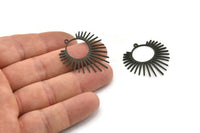 Black Sun Charm, 6 Oxidized Black Brass Sun Charms With 1 Loop, Pendants, Findings (33x29x0.60mm) A6333 S1045