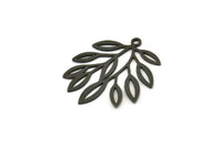 Siyah Yaprak Charm, 1 Halkalı 6 Oksitlenmiş Siyah Dal Charm, Charm Kolye Uçları (27x22,5x0,60 mm) A5026