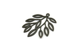 Siyah Yaprak Charm, 1 Halkalı 6 Oksitlenmiş Siyah Dal Charm, Charm Kolye Uçları (27x22,5x0,60 mm) A5026