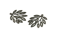 Siyah Yaprak Charm, 1 Halkalı 6 Oksitlenmiş Siyah Dal Charm, Charm Kolye Uçları (27x22,5x0,60 mm) A5026