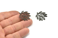 Siyah Yaprak Charm, 1 Halkalı 6 Oksitlenmiş Siyah Dal Charm, Charm Kolye Uçları (27x22,5x0,60 mm) A5026