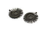 Ay ve Güneş, Oksitlenmiş Siyah Pirinç, Hilal, Siyah Güneş, Siyah Kolye, 1 Halkalı Siyah Charm, Ped Boyutu 8mm (31x29mm) N1353