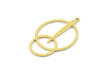 Pirinç Geometrik Charm, 1 Döngülü Ham Pirinç Daire Charmlar, Charm Küpeler (40x27x0,80 mm) SMP1671