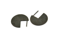 Black Earring Findings, 2 Textured Oxidized Black Brass Pizza Slice Earrings, Findings (25x1mm) N1056