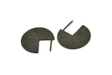 Black Earring Findings, 2 Textured Oxidized Black Brass Pizza Slice Earrings, Findings (25x1mm) N1056