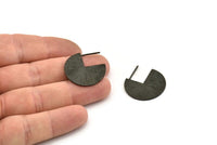 Black Earring Findings, 2 Textured Oxidized Black Brass Pizza Slice Earrings, Findings (25x1mm) N1056