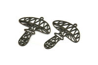 Siyah Mantar Tılsımı, 1 Halkalı 6 Oksitlenmiş Siyah Pirinç Mantar Tılsımı, Tılsım Kolye Uçları (32x28x0,60 mm) A4772